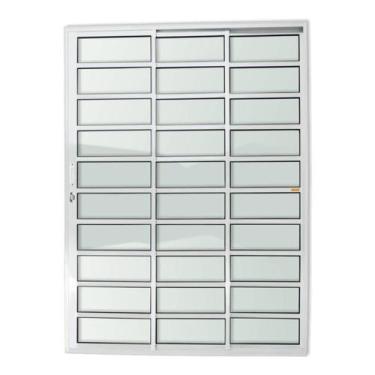 Imagem de Porta de Alumínio de Correr 210x150cm 3 Folhas 1/3 com Travessa e Vidr