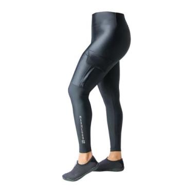 Imagem de Calça Legging Sports Feminina Mar Negro UV50 Bolsos Poliamida Elastano