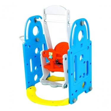 Imagem de Playground Infantil Balanço e Cesta de Basquete 6 em 1 com Sistema Musical e Design Ergonômico Azul Freso