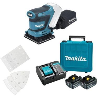 Imagem de Lixadeira orbital a bateria Makita DBO480z 18v + kit com 2 baterias de