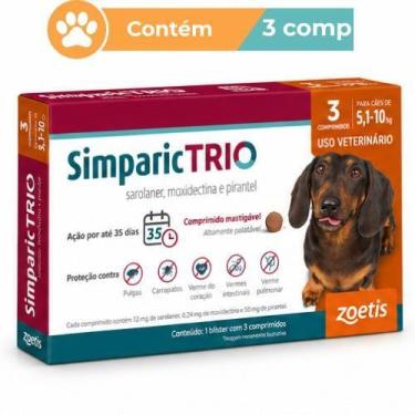 Imagem de Antipulgas Simparic Trio 12mg Cães 5,1 a 10kg 3 Comprimidos - Zoetis
