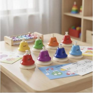 Imagem de Conjunto 8 Sinos de Mesa Afinados + Bônus Partituras Para Sinos PDF - 