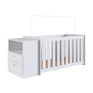Imagem de Conjunto de Berço com Colchão (130x60cm) e Cômoda Aconchego 2 GV Branco