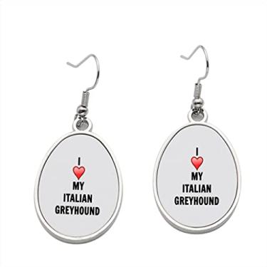 Imagem de Brinco de galgo italiano - I Love Italian Greyhound Brincos pendentes para meninas - Presente de festa de aniversário dos namorados