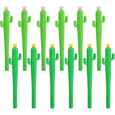 Imagem de Canetas de cacto, pacote fofo, refil de tinta azul e preta, novidade, legal, material de volta às aulas, material de escritório, divertido, exclusivo, lembrancinhas de festa para crianças, menina adolescente criativa e chique caneta de gel de Natal (12 paletos)