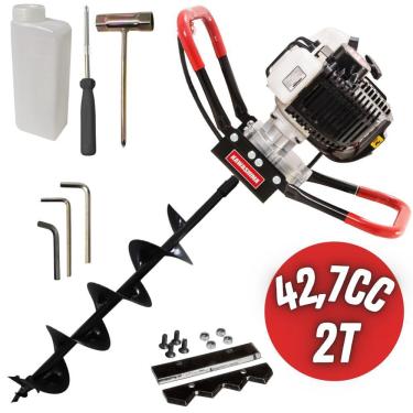 Imagem de Perfurador de Solo Profissional Kawashima ED43 EBS Com Motor 2 Tempos á Gasolina 43cc Potente, Robusto e com Manejo Duplo Acompanha Broca 80x15cm