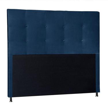 Imagem de Cabeceira Casal 1,40m Berlim Suede Azul Marinho