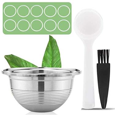 Imagem de CAPMESSO Cápsula de café reutilizável de aço inoxidável: cápsulas de café expresso recarregáveis de metal - compatível com Nespresso Vertuoline GCA1/ENV135/ENV150/BNV420 ((68 g (xícara pequena) + 10