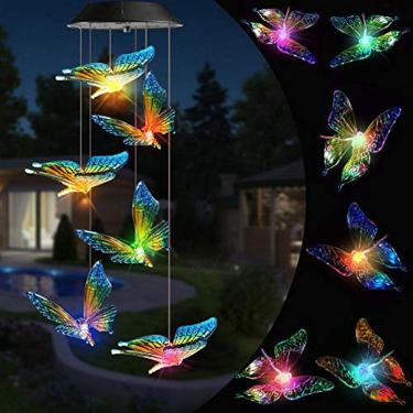 Imagem de Toodour Solar  Chime Outdoor, Color Changing  Chimes Butterfly, LED Decorative Mobile, Luzes Decorativas ao ar livre impermeáveis para pátio, varanda,