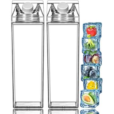 Imagem de LeonBach Pacote com 2 frascos de água de plástico de 500 ml, caixa de leite transparente, garrafa de água portátil