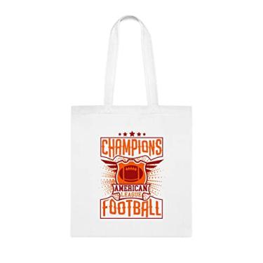 Imagem de Sacola de futebol americano Champions American League, presente divertido, bolsa de ombro, bolsas reutilizáveis, ideia de presente de cesta de Natal de aniversário, Branco