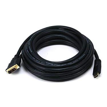 Imagem de Monoprice Cabo de vídeo – 7,6 m – Preto | Adaptador HDMI para DVI padrão CL2 de 26 AWG com núcleos de ferrite