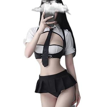 Imagem de Female Secretary Cosplay Costume Anime Teacher Professional Wear Bedroom Underwear (black and white3)