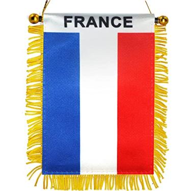 Imagem de Anley 4 X 6 polegadas França Franja Janela Pendurada Bandeira - Mini Bandeira Bandeira e Espelho Retrovisor do Carro Decoração - Franja Francesa Pendurada Bandeira com Ventosa