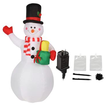 Imagem de Boneco de neve inflável de natal de 4,5 pés de altura decorações de quintal ao ar livre, boneco de neve explodir com leds coloridos rotativos para quintal ao ar livre(#2)