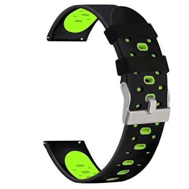 Imagem de DFAMIN Pulseira de relógio colorida de 20 mm para Garmin Forerunner 245 245M 645 Music vivoactive 3 Sport Silicone Smart Watch Band Bracelet (Cor: Preto Verde, Tamanho: para Forerunner 645)