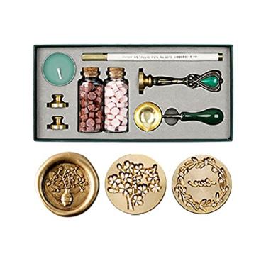 Imagem de LUGU Kit de selos de ce retrô pa selar de ce Colher de derretimento de ce Selo de ce Selo Vela substituível eça de cobre C a metálica pa envelopes Cartões de carta Convites de