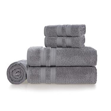 Imagem de Jogo de Toalhas de Banho Gigante 100% Algodão Macia Alta Absorção Karsten Unika, Banhão 500g/m² - 5 Peças (Cinza Chumbo)
