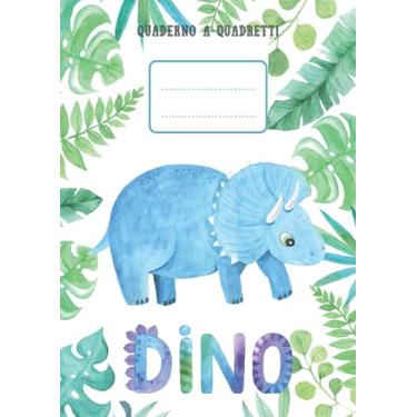 Imagem de Quaderno a quadretti DINO: simpatico quadernone con dinosauro cucciolo a quadretti grandi, 1 cm di lato, perfetto per la prima elementare, formato A4 senza margini