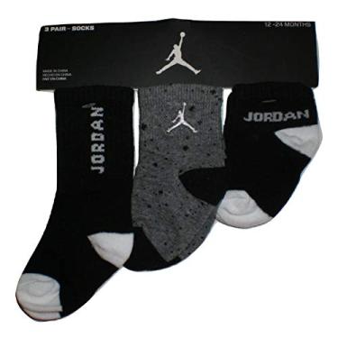 Imagem de Meias infantis Nike Jordan, 3 pares, tamanho 12 24 meses