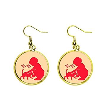 Imagem de Brinco de gota dourada para crianças com contorno de orelha Happy Haha, joia feminina