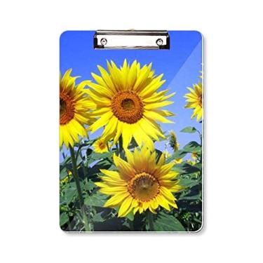 Imagem de Sunshine Flowers Girassóis Azul Sky Prancheta Pasta Bloco de Escrita Placa de Suporte A4