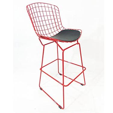 Imagem de Banqueta Bertoia Vermelha Assento Preto altura 70cm - Poltronas do Sul