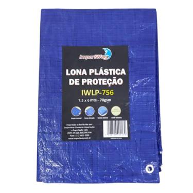 Imagem de Lona Plástica Encerado Impermeável Azul Fio Sintético Polietileno 7,5 metros x 6 metros Multiuso Importway IWLP756