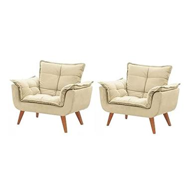 Imagem de Kit 2 Poltrona Decorativa Perola Quarto, Sala, Recepção, Área Gourmet Bege Claro