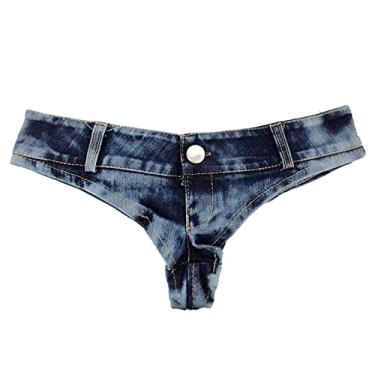 Imagem de Calças femininas de cintura baixa mini shorts jeans calças quentes clubwear jeans boate verão shorts esportivos, azul, P (C 8cm)