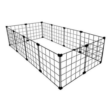 Imagem de Cercado Gaiola Pequenos Pet Cachorro Coelho 60x120cm Preto