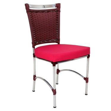 Imagem de Cadeira Em Alumínio E Fibra Sintética Jk Cozinha Edícula Vinho Dark E Pink
