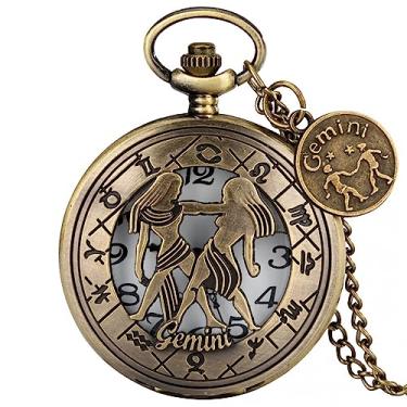 Imagem de ZALTAS relógio de bolso retro bronze relógio acessórios quartzo pingente relógio colar corrente