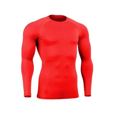 Imagem de Camiseta Térmica Manga Longa Esportiva Unissex Blusa Proteção Sol Uv (M, Vermelha)