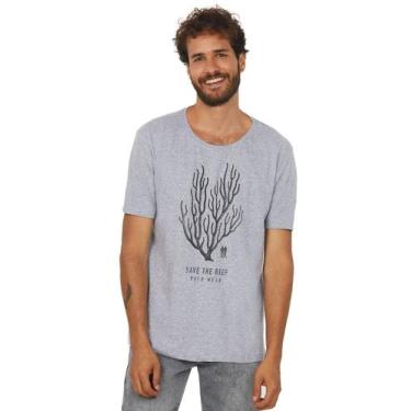 Imagem de Camiseta Masculina Estampa Save The Reef Polo Wear Cinza Médio