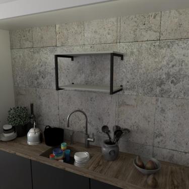 Imagem de Prateleira Industrial Suspensa Estante Parede Nicho Cinza Cozinha Escritorio Sala Quarto Infantil