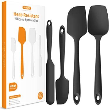 Imagem de Conjunto de espátula de silicone resistente ao calor: U-Taste Utensílio de grau alimentício de alta temperatura de alta temperatura sem costura, silicone flexível de borracha para cozinha, mistura,