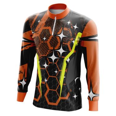 Imagem de Camiseta Personalizada Motocross (34)- Motocross, Textura Laranja, Amarelo, Branco, Preto e Formas