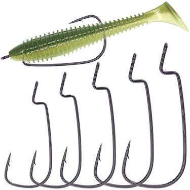 Imagem de Ewg-Hooks-for-Bass-Fishing-Texas-Rig-Hooks-Offset-Extra-Largo-Plástico-Worm-Hook Set Água Doce Robalo de Borracha Worms Bulk Big Fish Swim Iscas Kit de anzol 1/0 2/0 3/0 4/0 5/0 6/0 (pacote com 3/0 25)