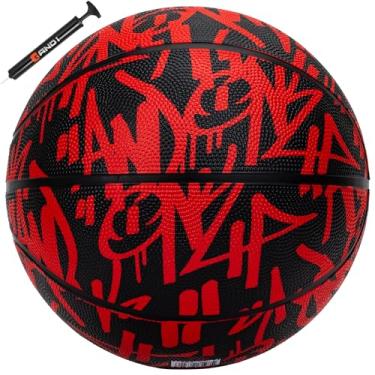 Imagem de AND1 Street Ink 27,5 Basquete: Bola de borracha de tamanho juvenil para uso interno e externo, construção de canal profundo e durabilidade, ideal para meninos e meninas de 9 a 11 anos, inclui bomba de