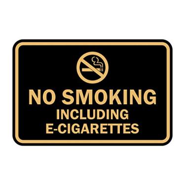 Imagem de Signs ByLITA Placa clássica emoldurada para não fumar, incluindo cigarros eletrônicos (ouro preto) - Médio