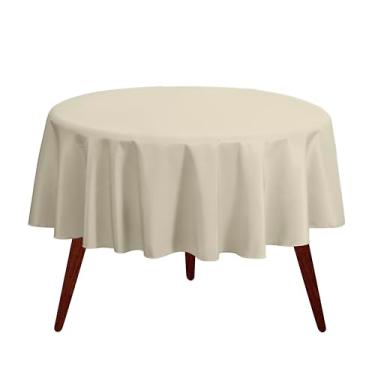 Imagem de Gee Di Moda Toalha de mesa redonda redonda marfim de 228 cm para mesas redondas de 76 a 152 cm - Tecido lavável resistente - para mesa de buffet, festas de fim de ano, jantar, casamento e chá de bebê
