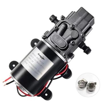 Imagem de bayite Bomba de água de diafragma de 12 V, 1,5 GPM (5,6 L/min) 100 PSI, bomba de água doce de 12 volts CC com 2 braçadeiras de mangueira, pulverizador de autoescorvamento com interruptor de pressão ajustável para trailer, gramado náutico