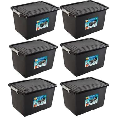 Imagem de Caixa Organizadora 56 litros com trava e tampa - Kits - Material robusto e de qualidade (6 Unidades)