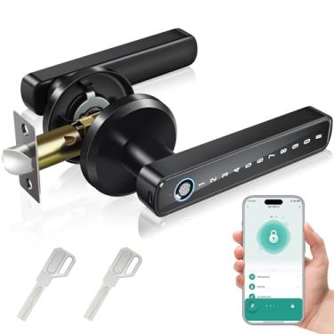 Imagem de Fechadura de porta com impressão digital, maçaneta inteligente, fechadura de porta de entrada sem chave com maçaneta, maçaneta de impressão digital com aplicativo/senha, fechadura biométrica