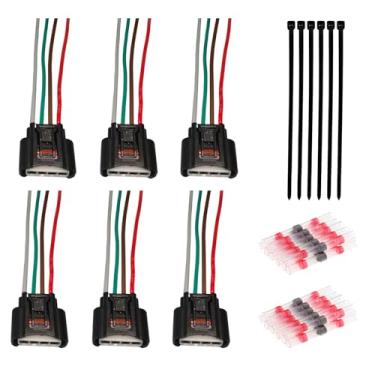 Imagem de Mamiko Conjunto de 6 conectores de bobina de ignição para Chevrolet Toyota, Lexus, Pontiac, Scion, bobina de ignição fêmea, conector rabicho 4 vias fêmea 90980-11885