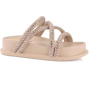 Imagem de Tamanco Feminino Santinelli Papete Tiras Trançadas Nude 36