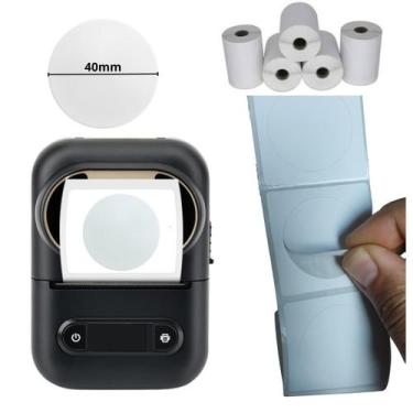 Imagem de Impressora bluetooth + 5 rolo de etiqueta 40x40 redonda - Xd Mega