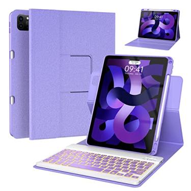 Imagem de Capa para iPad Air 5ª 4ª geração com teclado de 10,9 polegadas, Pro 11 1ª/2ª/3ª/4ª, capa giratória de 360° com suporte para lápis (2022/2021/2020/2018), capa de teclado destacável sem fio