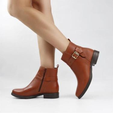 Imagem de Bota Cano Baixo Detalhe Couro - BOTTERO, Conhaque, 35